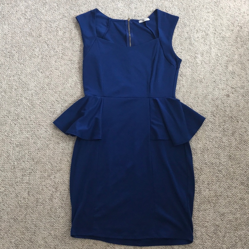 Royal blue peplum dress